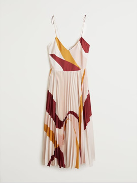 MANGO Pleated Midi Dress