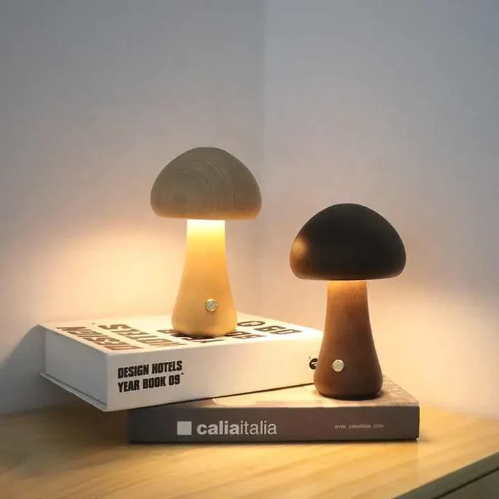 Wooden Mushroom LED Night Light